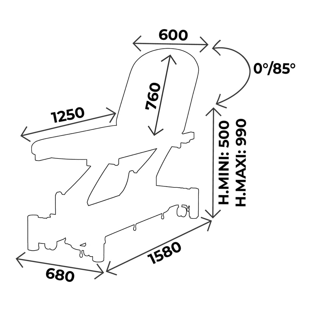 Physiotherapy table 2 sections, with face hole, all around foot controller